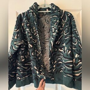 Current Air Teal and Cream Patterned Women’s Cardigan